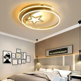 Moon Star Flush Mount Plafondlamp Goud Acryl Lampenarmatuur