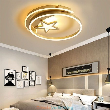 Moon Star Flush Mount Plafondlamp Goud Acryl Lampenarmatuur Moon Star Flush Mount Plafondlamp Goud Acryl Lampenarmatuur