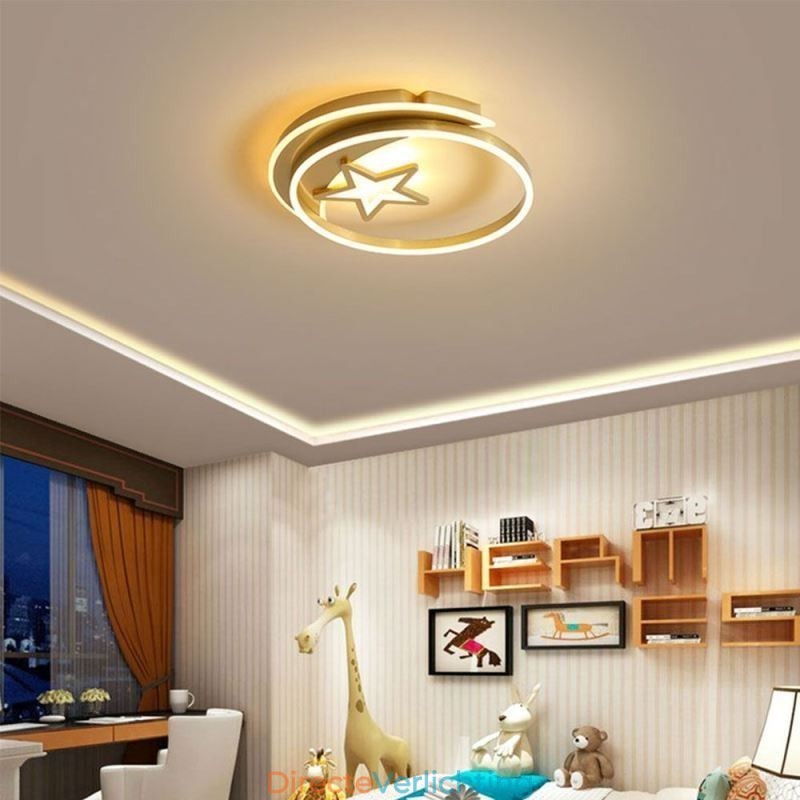Moon Star Flush Mount Plafondlamp Goud Acryl Lampenarmatuur