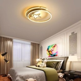 Moon Star Flush Mount Plafondlamp Goud Acryl Lampenarmatuur