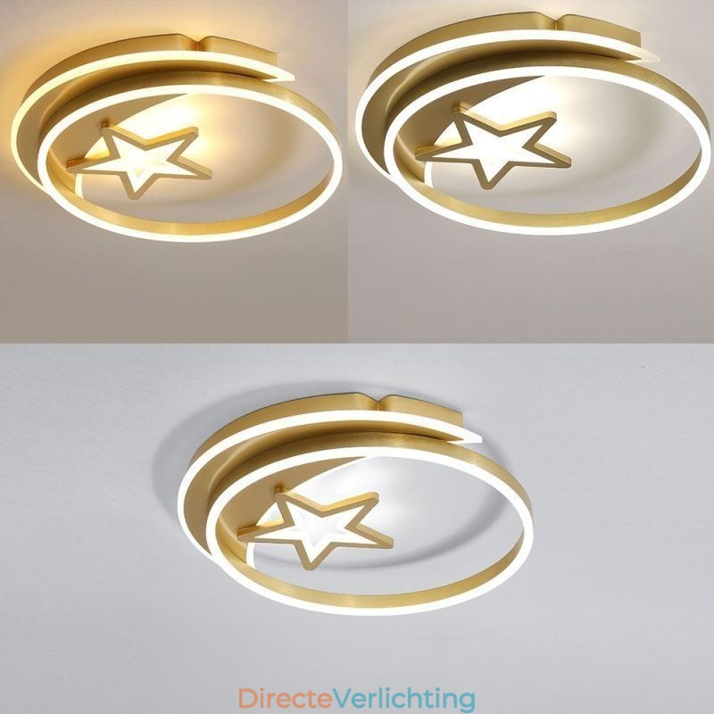 Moon Star Flush Mount Plafondlamp Goud Acryl Lampenarmatuur