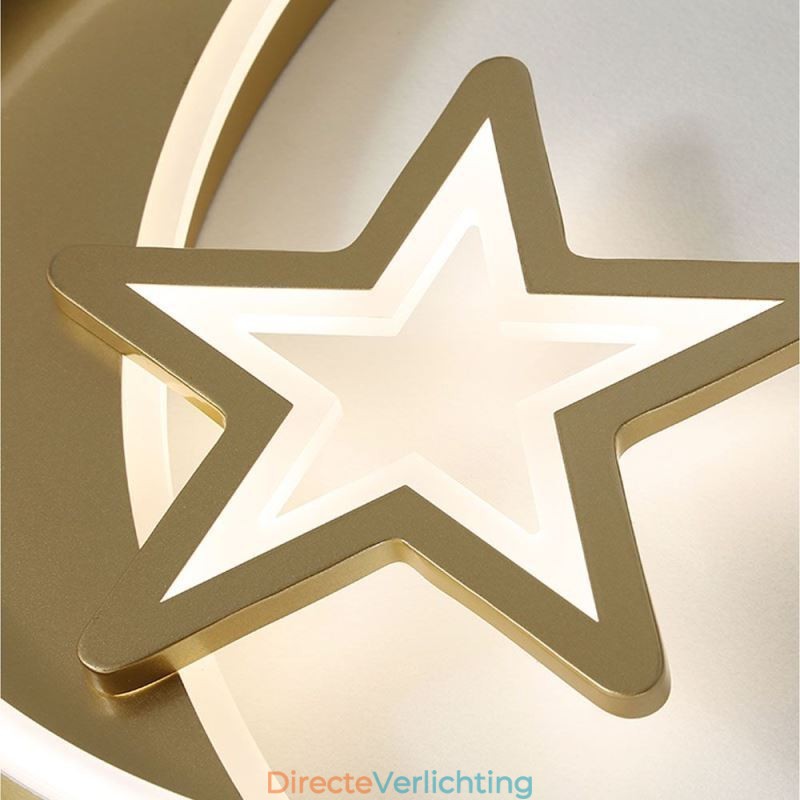 Moon Star Flush Mount Plafondlamp Goud Acryl Lampenarmatuur