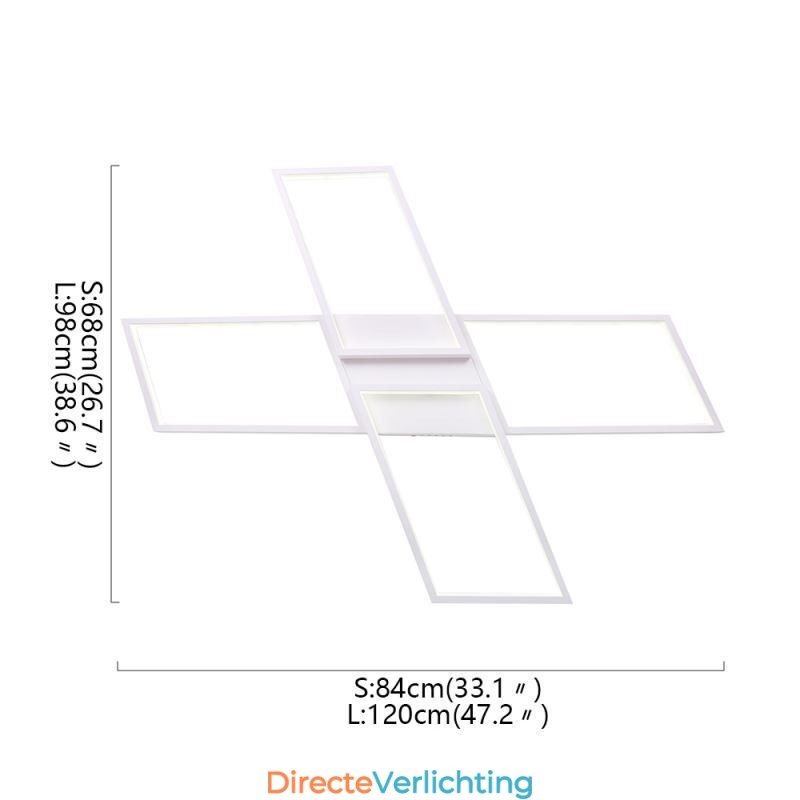 X-vormige plafondlamp van acryl in minimalistische inbouw