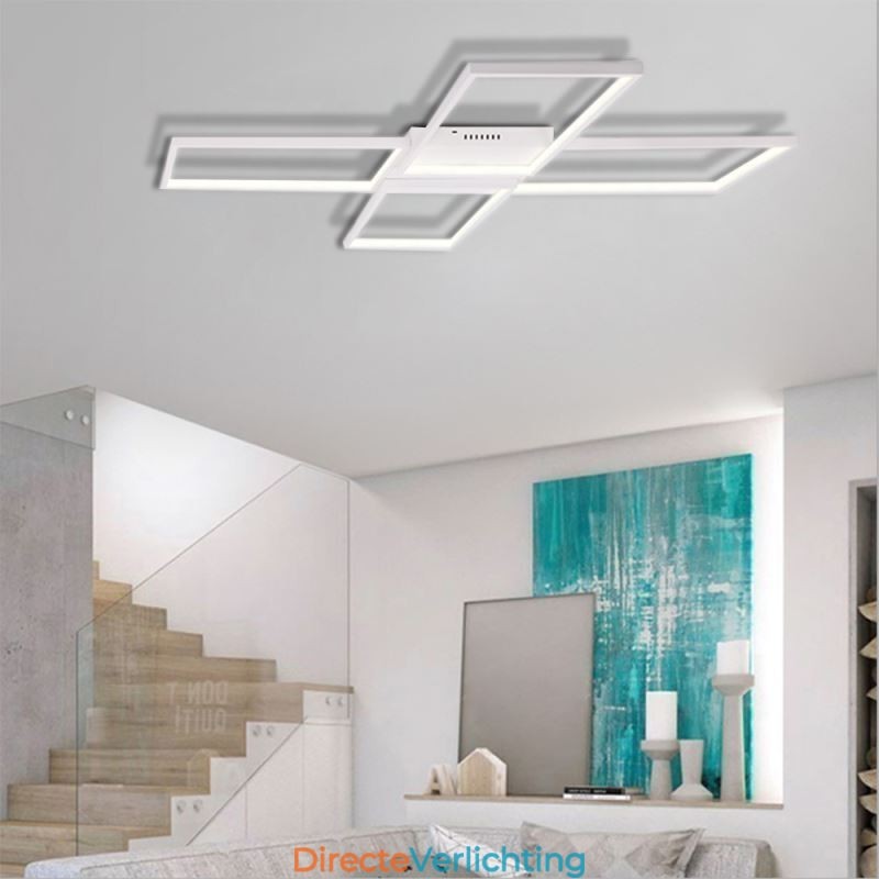 X-vormige plafondlamp van acryl in minimalistische inbouw