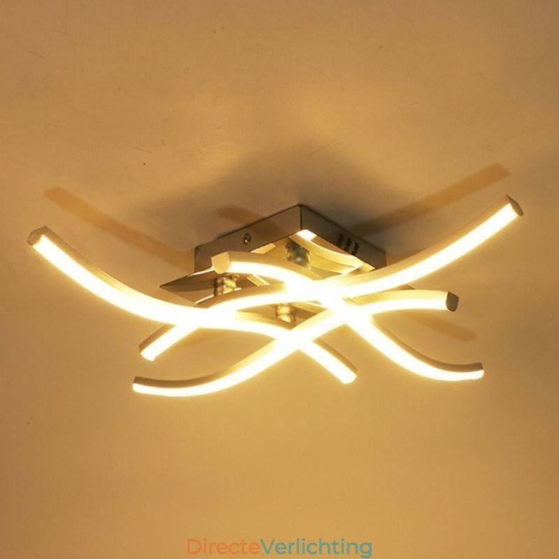 Moderne eenvoudige plafondlamp van acryl met 4 lampen in de vorm van een golf