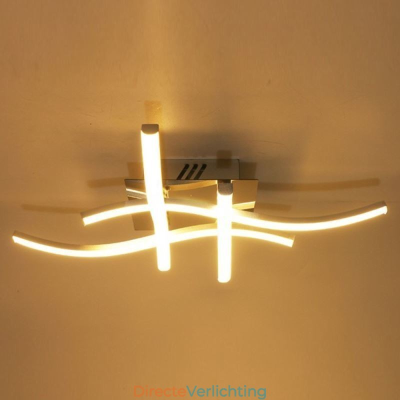Moderne eenvoudige plafondlamp van acryl met 4 lampen in de vorm van een golf