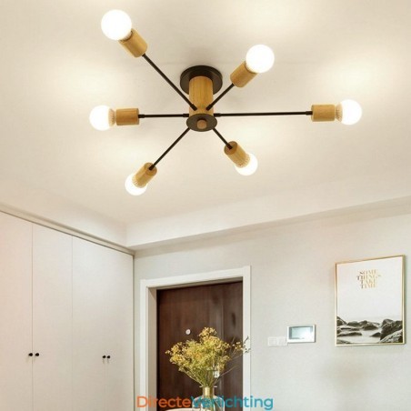 Moderne Magic Beans Flush Mount kroonluchter met houten takken Moderne Magic Beans Flush Mount kroonluchter met houten takken