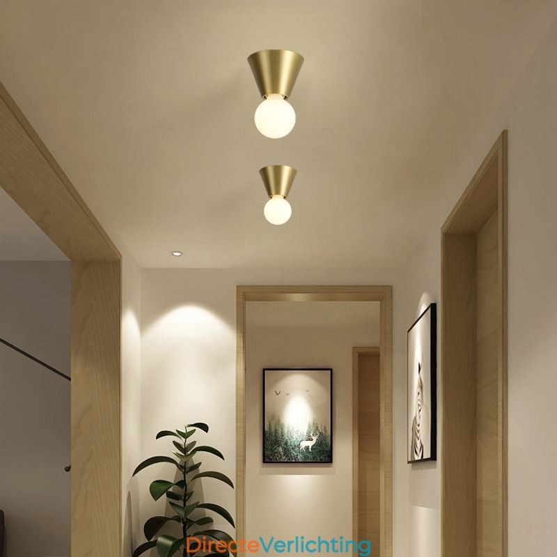 Nordic Brass Mini plafondlamp met inbouwmontage