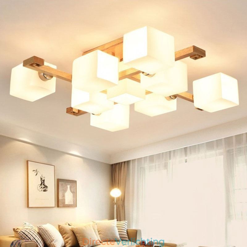 Nordic Flush Mount Plafondlamp Creatief Warm Massief Houten Licht