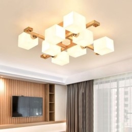 Nordic Flush Mount Plafondlamp Creatief Warm Massief Houten Licht