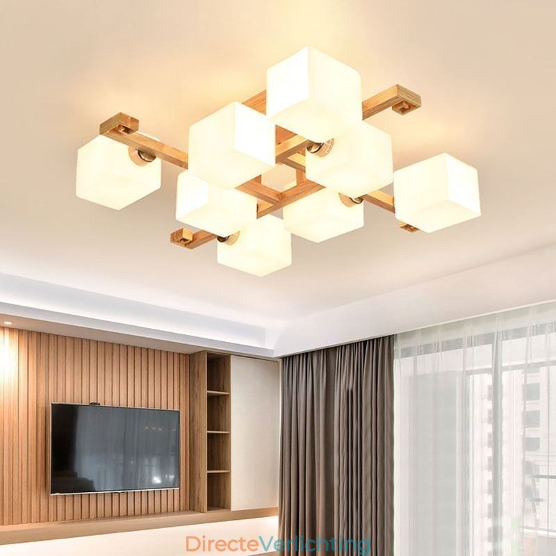 Nordic Flush Mount Plafondlamp Creatief Warm Massief Houten Licht