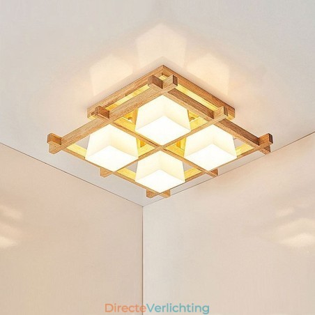 Nordic Square Grid Flush Mount Plafondlamp Rubberhoutlamp Nordic Square Grid Flush Mount Plafondlamp Rubberhoutlamp