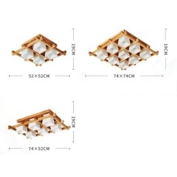 Nordic Square Grid Flush Mount Plafondlamp Rubberhoutlamp