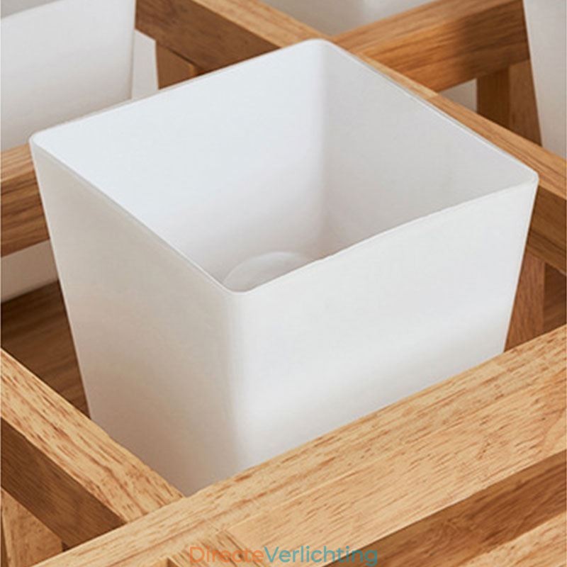 Nordic Square Grid Flush Mount Plafondlamp Rubberhoutlamp