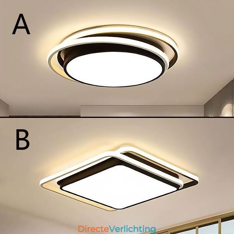 Moderne eenvoudige plafondlamp met geometrische montage, vierkant frame en lamplicht