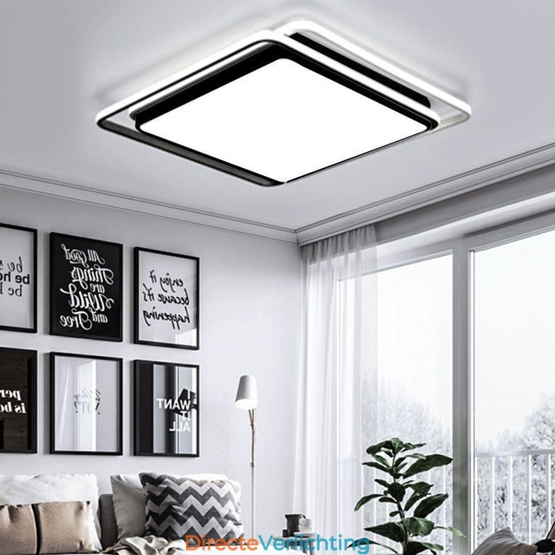 Moderne eenvoudige plafondlamp met geometrische montage, vierkant frame en lamplicht