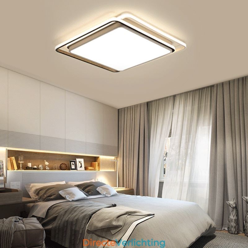 Moderne eenvoudige plafondlamp met geometrische montage, vierkant frame en lamplicht