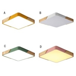 Eenvoudige plafondlamp met houten frame, superdun design, lamp met lampje