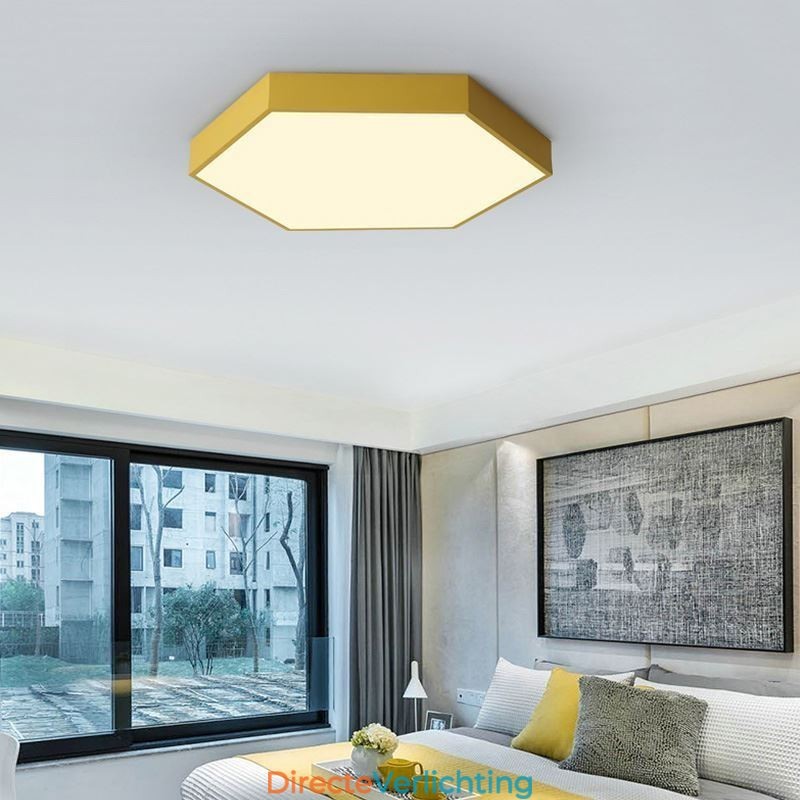 Moderne eenvoudige plafondlamp met zeshoekige inbouw