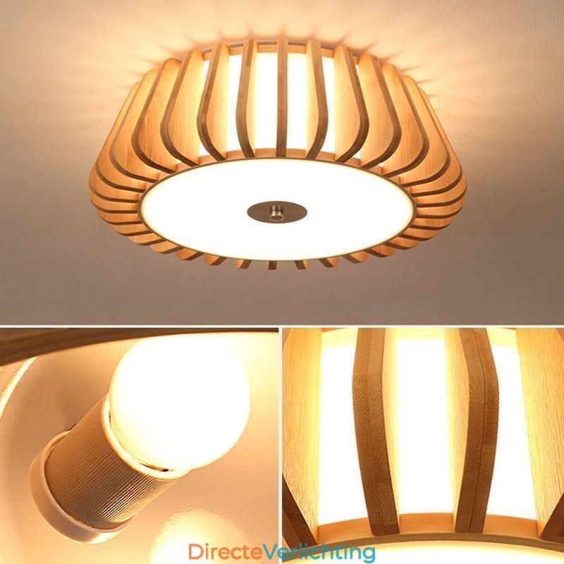 Nordic ronde plafondverlichting met creatieve bamboe