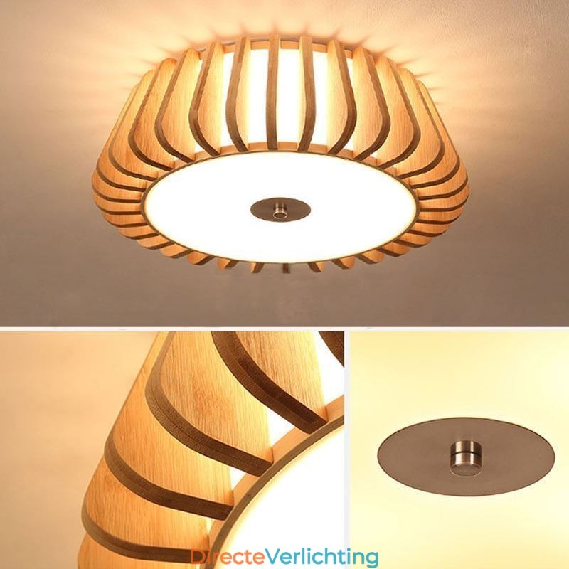 Nordic ronde plafondverlichting met creatieve bamboe
