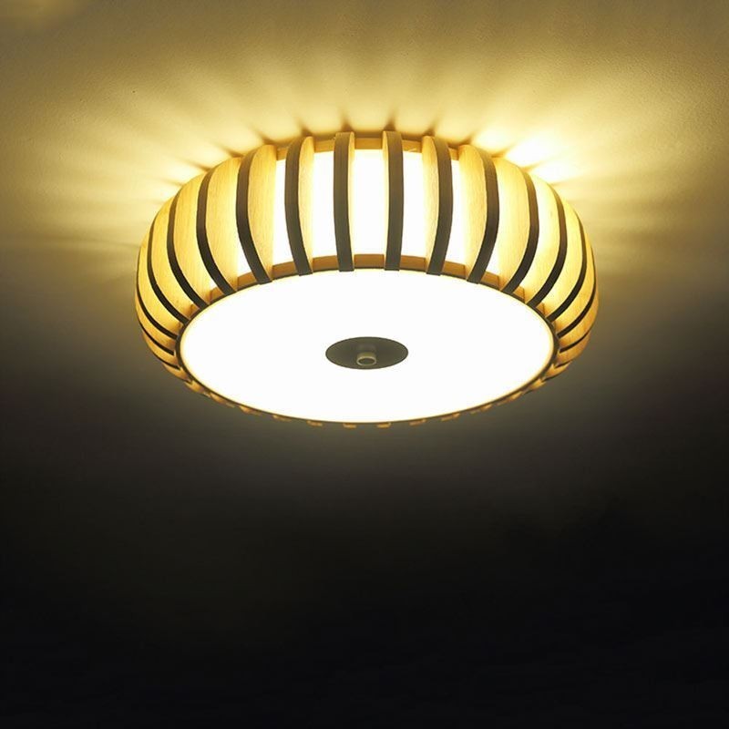 Landelijke plafondverlichting in de vorm van een pompoen van bamboe