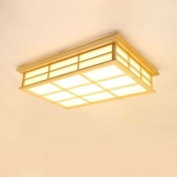 Japanse kubusvormige plafondlamp, massief houten plafondverlichting