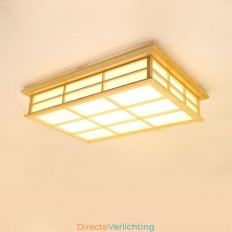 Japanse kubusvormige plafondlamp, massief houten plafondverlichting Japanse kubusvormige plafondlamp, massief houten plafondverlichting