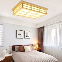 Japanse kubusvormige plafondlamp, massief houten plafondverlichting
