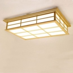 Japanse kubusvormige plafondlamp, massief houten plafondverlichting