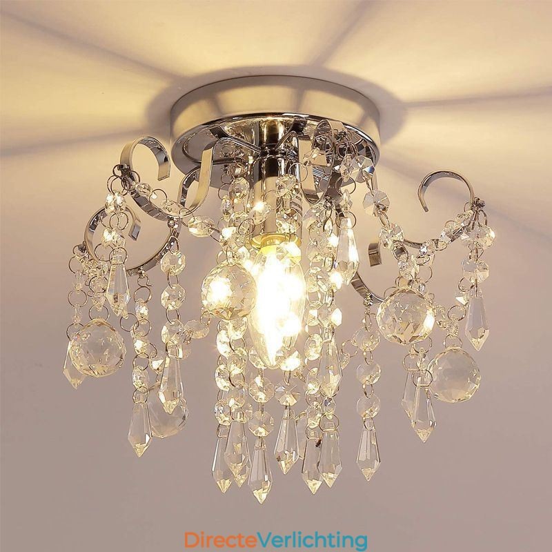 Moderne minimalistische plafondlamp met enkele kristallen