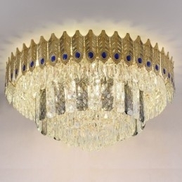 Kristallen plafondlamp met ronde, gegalvaniseerde Phoenix Tail-gouden luxe decoratieve plafondlamp