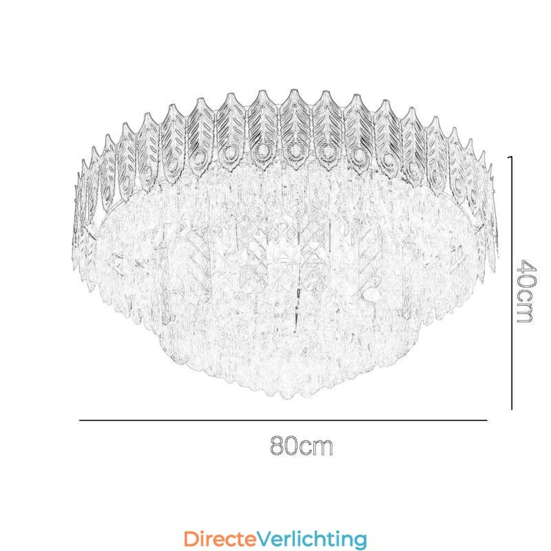 Kristallen plafondlamp met ronde, gegalvaniseerde Phoenix Tail-gouden luxe decoratieve plafondlamp