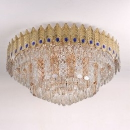 Kristallen plafondlamp met ronde, gegalvaniseerde Phoenix Tail-gouden luxe decoratieve plafondlamp