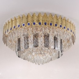 Kristallen plafondlamp met ronde, gegalvaniseerde Phoenix Tail-gouden luxe decoratieve plafondlamp