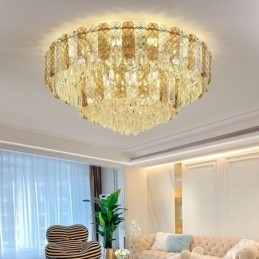 Kristallen inbouw dubbele laag ronde luxe decoratieve plafondlamp 80cm