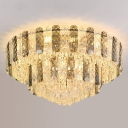 Kristallen inbouw dubbele laag ronde luxe decoratieve plafondlamp 80cm