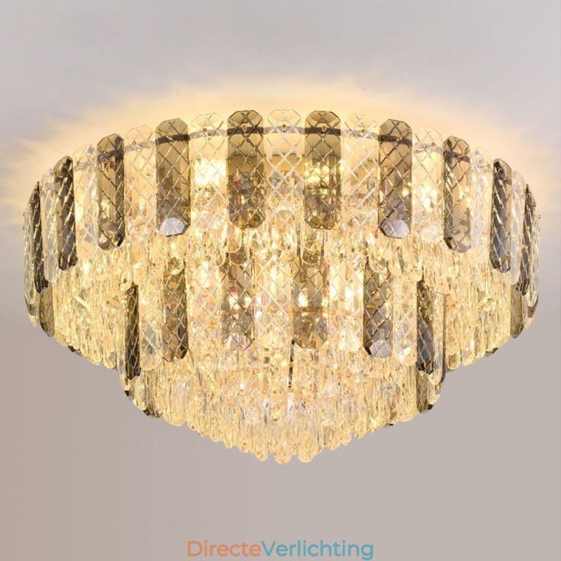 Kristallen inbouw dubbele laag ronde luxe decoratieve plafondlamp 80cm