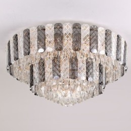 Kristallen inbouw dubbele laag ronde luxe decoratieve plafondlamp 80cm
