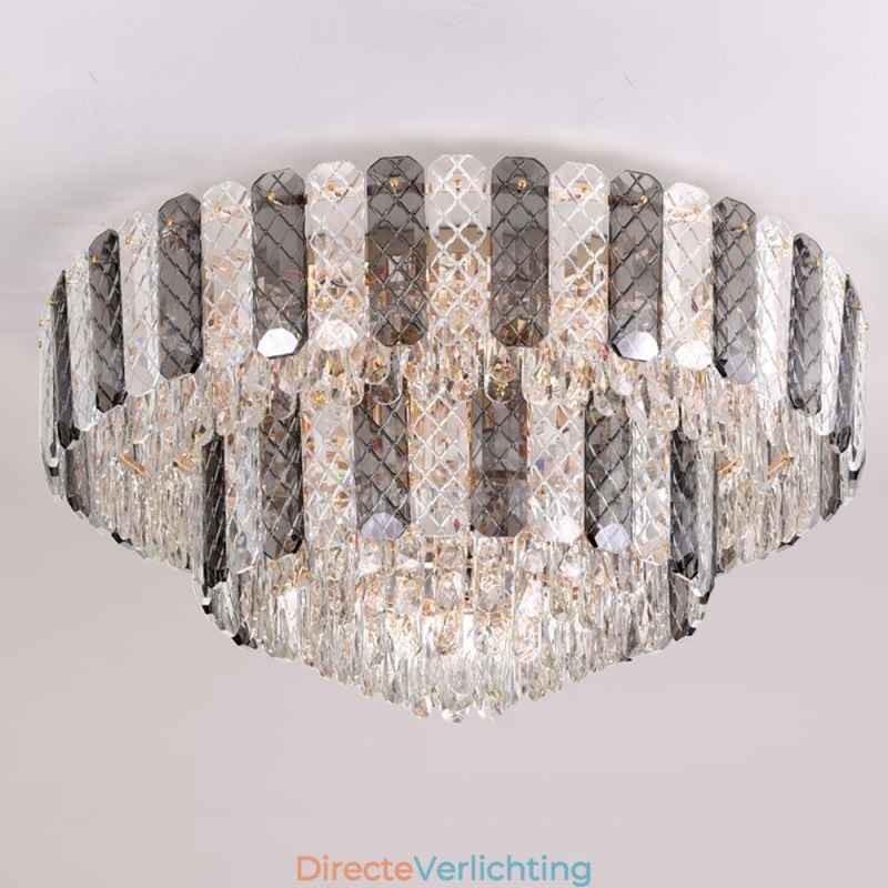 Kristallen inbouw dubbele laag ronde luxe decoratieve plafondlamp 80cm