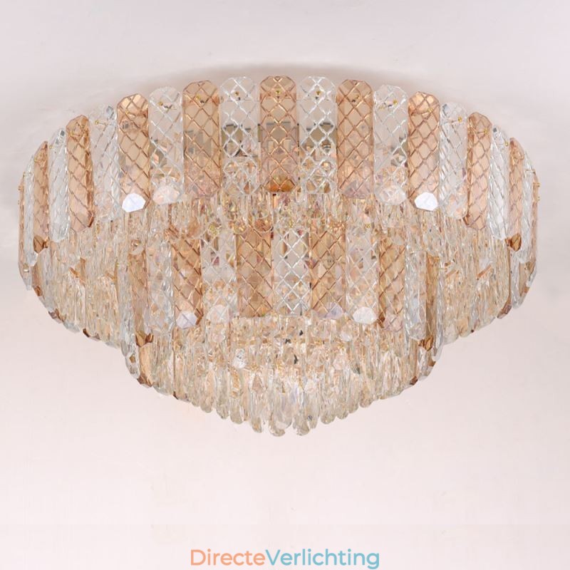 Kristallen inbouw dubbele laag ronde luxe decoratieve plafondlamp 80cm