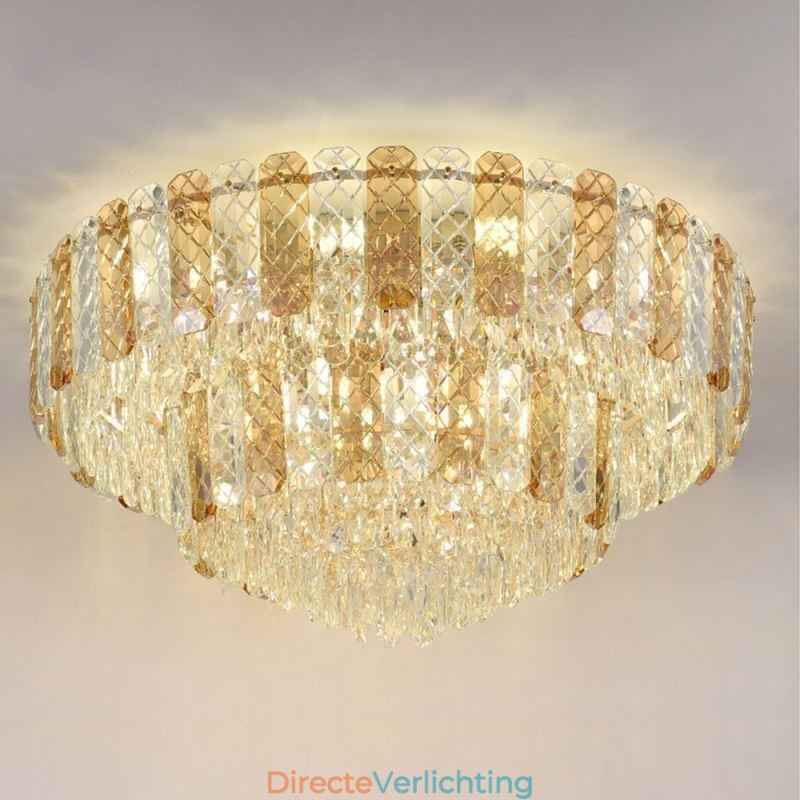 Kristallen inbouw dubbele laag ronde luxe decoratieve plafondlamp 80cm