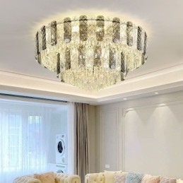 Kristallen inbouw dubbele laag ronde luxe decoratieve plafondlamp 80cm