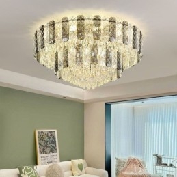 Kristallen inbouw dubbele laag ronde luxe decoratieve plafondlamp 80cm