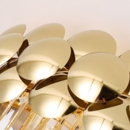 Kristallen plafondlamp in de vorm van een ronde, gegalvaniseerde gouden luxe decoratieve lamp van 80 cm