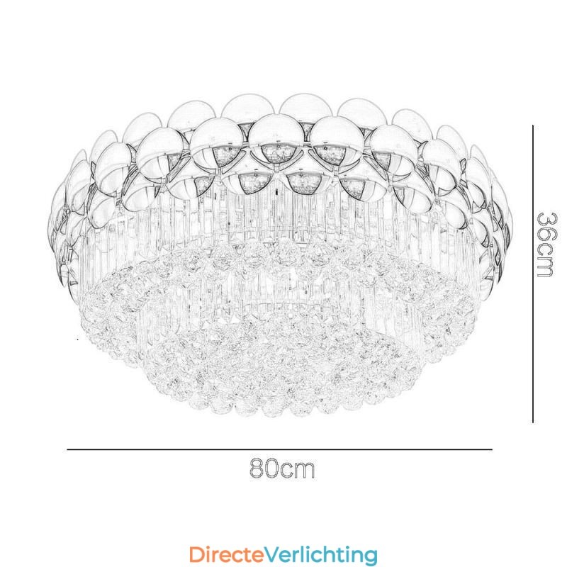 Kristallen plafondlamp in de vorm van een ronde, gegalvaniseerde gouden luxe decoratieve lamp van 80 cm