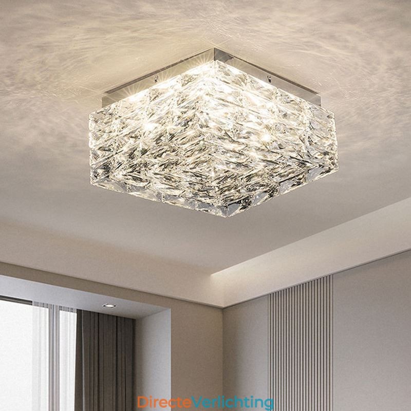 Kristallen plafondlamp inbouw drie kleuren dimbaar