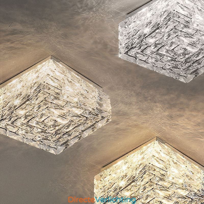 Kristallen plafondlamp inbouw drie kleuren dimbaar