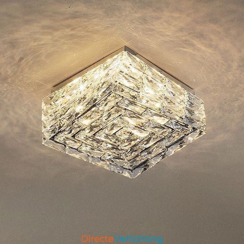 Kristallen plafondlamp inbouw drie kleuren dimbaar