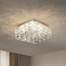 Kristallen plafondlamp inbouw drie kleuren dimbaar